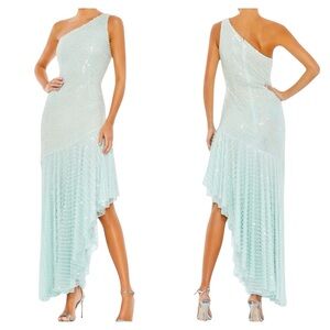 Mac Duggal 93741 One Shoulder Sequin Pearl Embellished Gown Size 12 NWT